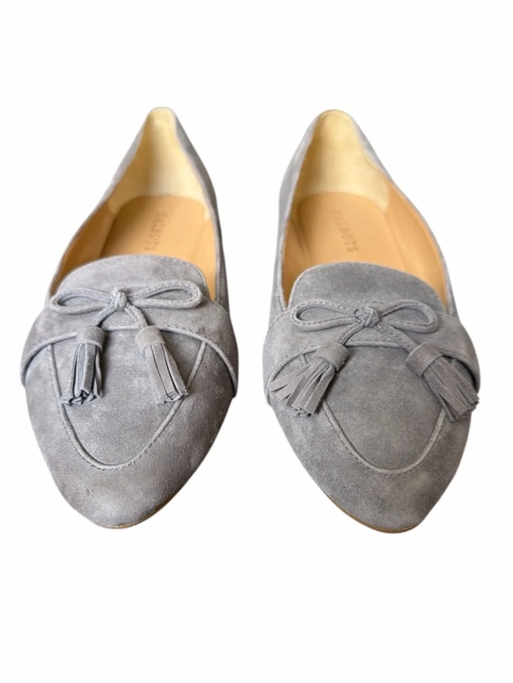 Talbots Kendall Francesca Bow Tie Flats Gray Suede Size 9.5 Pointed Toe